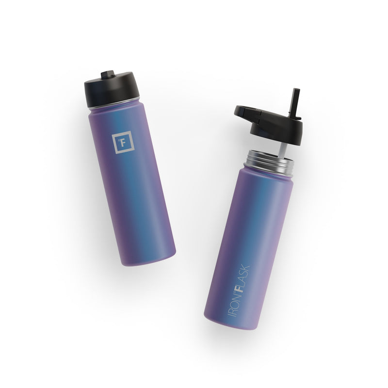 Iron Flask 22 Oz with Straw Lid Wide Mouth Bottle Aurora | 823WNRCOB