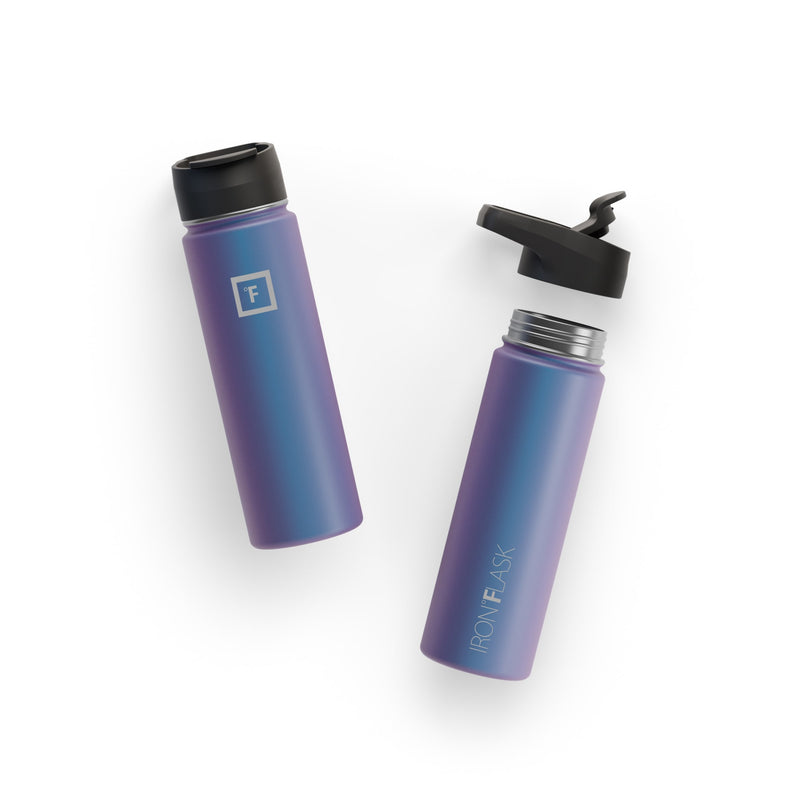 Iron Flask 22 Oz with Straw Lid Wide Mouth Bottle Aurora | 823WNRCOB
