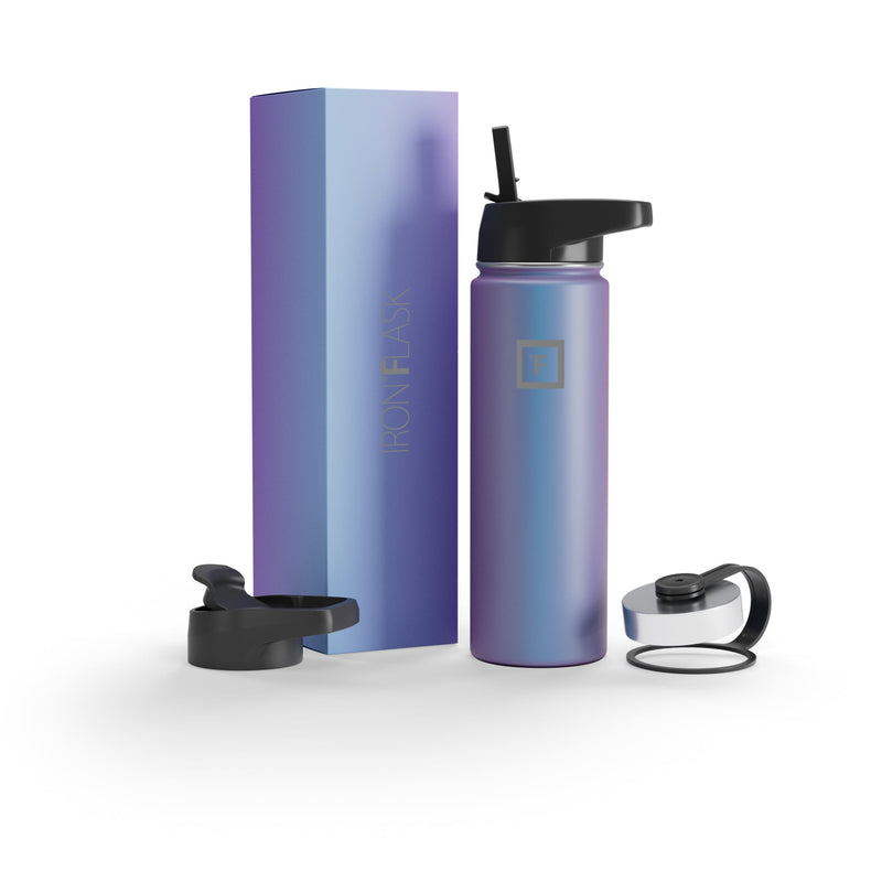 Iron Flask 22 Oz with Straw Lid Wide Mouth Bottle Aurora | 823WNRCOB