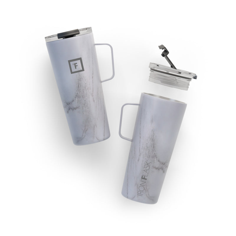 Iron Flask 24 Oz Grip Coffee Mugs Carrara Marble | 815EPUQSF