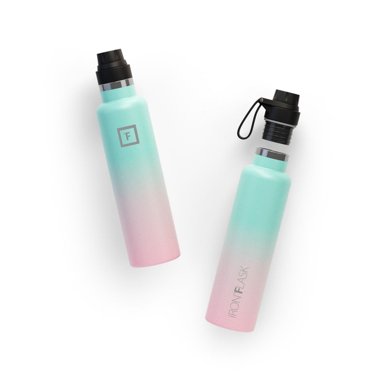 Iron Flask 24 Oz with Spout Lid Narrow Mouth Bottle Bubble Gum | 813FGKNBY