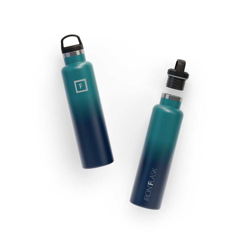 Iron Flask 24 Oz with Spout Lid Narrow Mouth Bottle Dark Night | 983JFNWHT