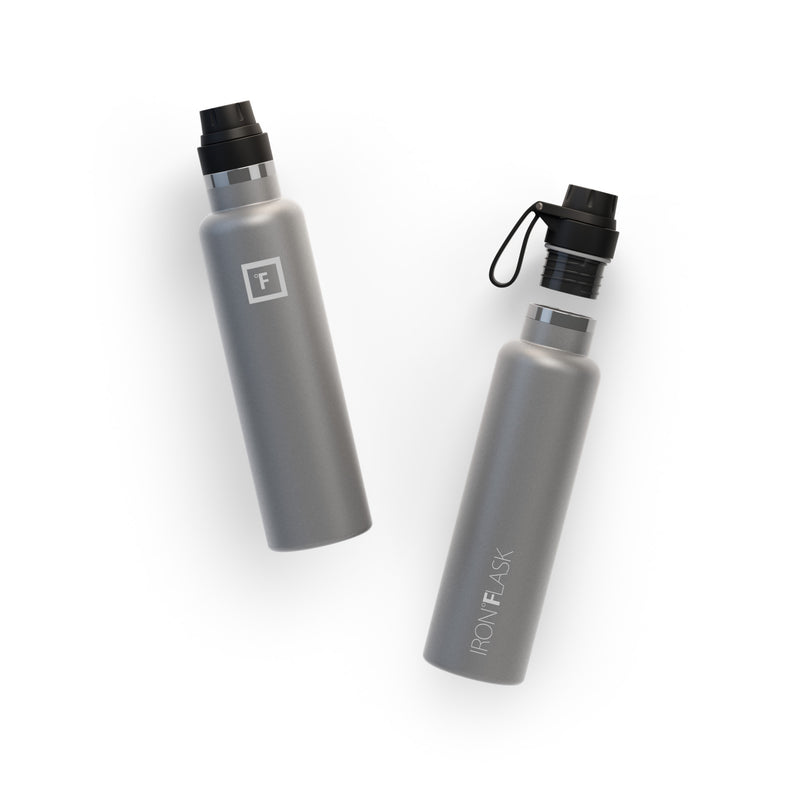 Iron Flask 24 Oz with Spout Lid Narrow Mouth Bottle Deep Grey | 876GFXKOH