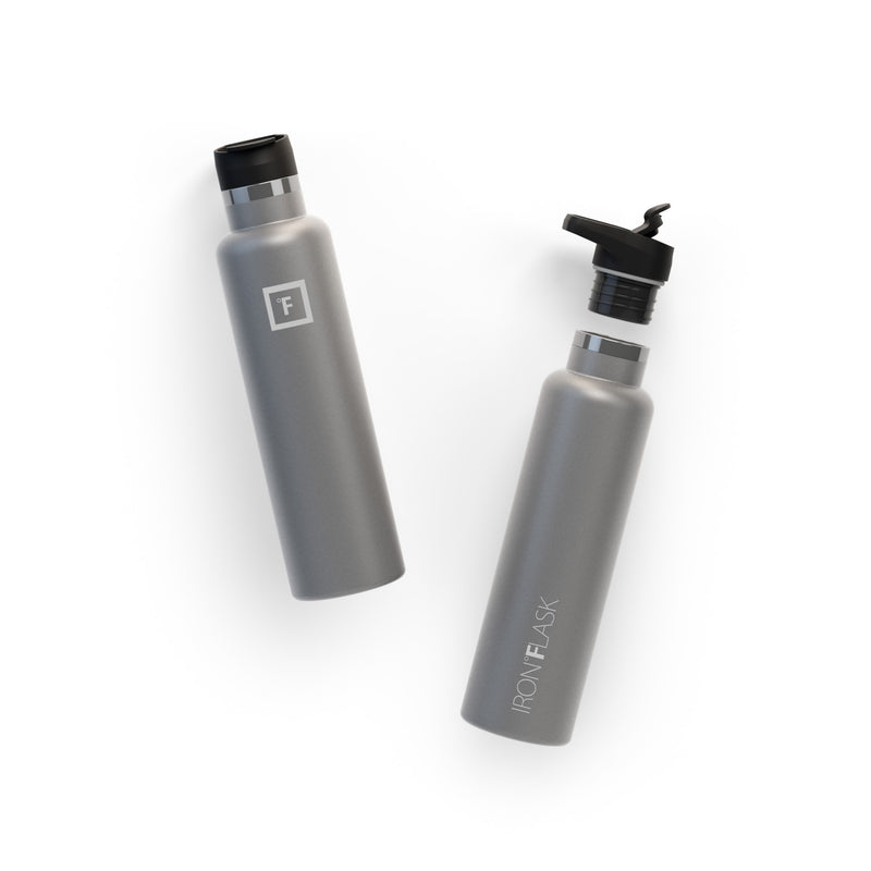 Iron Flask 24 Oz with Spout Lid Narrow Mouth Bottle Deep Grey | 876GFXKOH