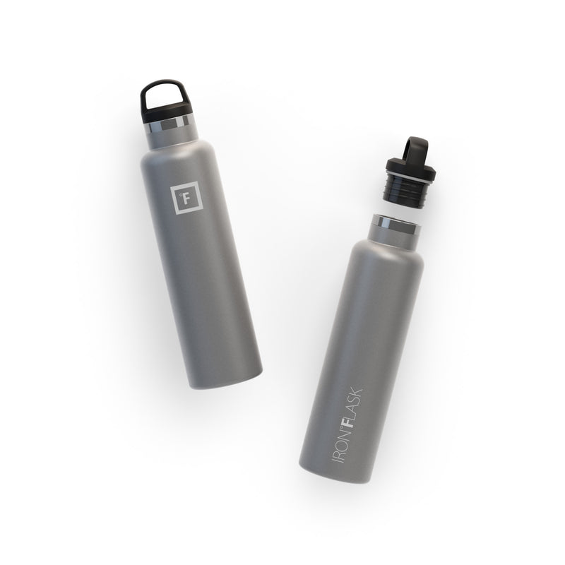 Iron Flask 24 Oz with Spout Lid Narrow Mouth Bottle Deep Grey | 876GFXKOH