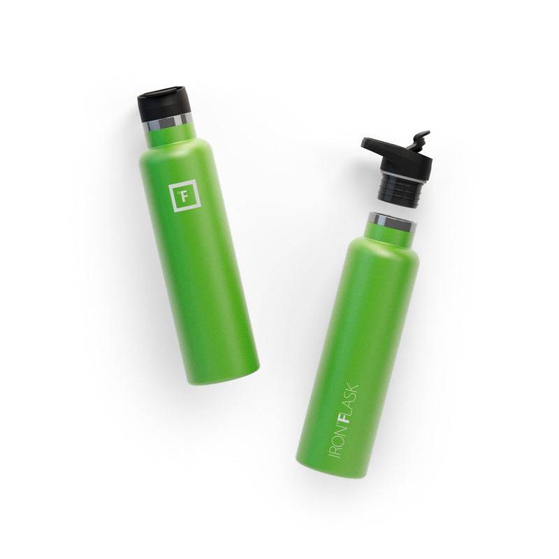 Iron Flask 24 Oz with Spout Lid Narrow Mouth Bottle Green | 672NIDTRZ