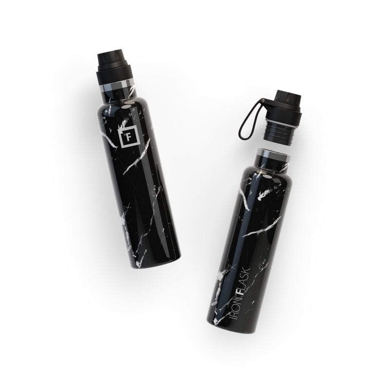 Iron Flask 24 Oz with Spout Lid Narrow Mouth Bottle Black | 573COTZXD