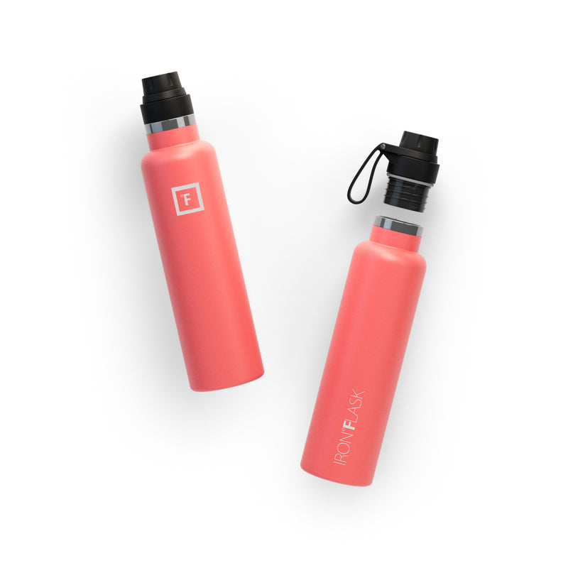 Iron Flask 24 Oz with Spout Lid Narrow Mouth Bottle Coral | 842GWNMQL