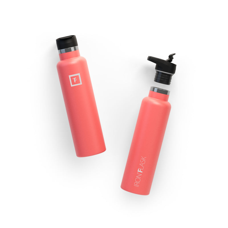 Iron Flask 24 Oz with Spout Lid Narrow Mouth Bottle Coral | 842GWNMQL