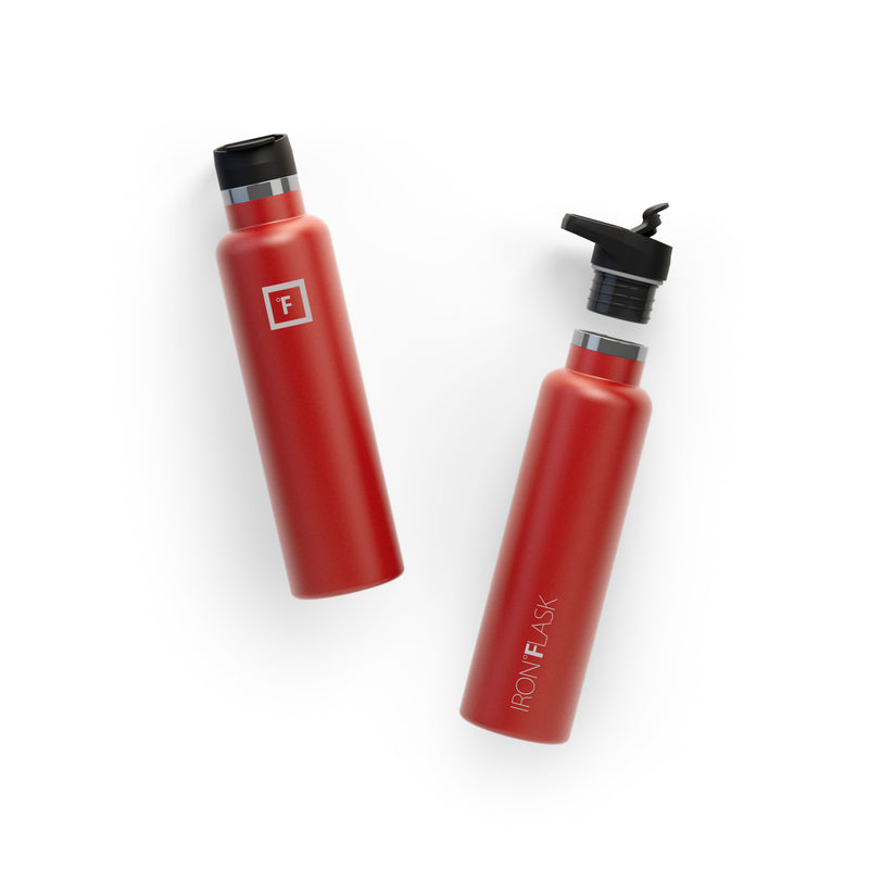 Iron Flask 24 Oz with Spout Lid Narrow Mouth Bottle Red | 418TCEDIF