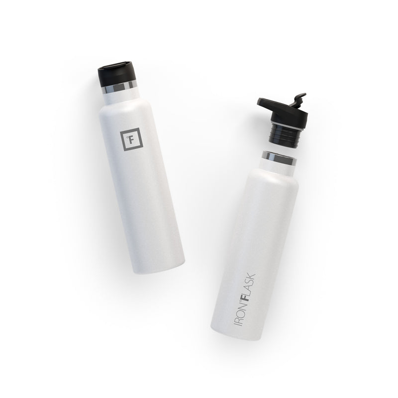 Iron Flask 24 Oz with Spout Lid Narrow Mouth Bottle White | 024CQDMOY