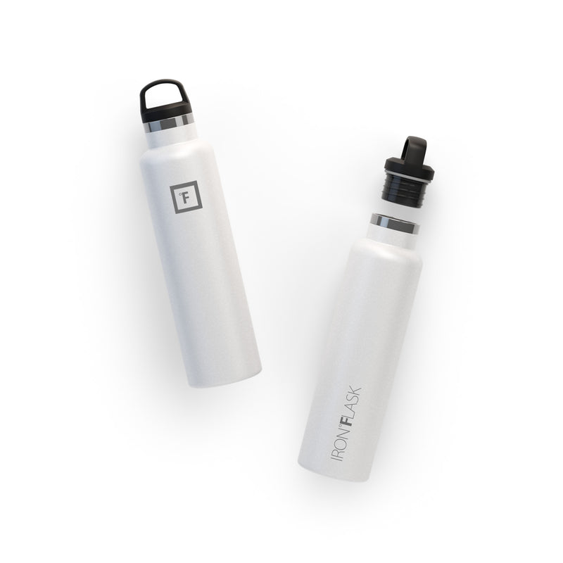 Iron Flask 24 Oz with Spout Lid Narrow Mouth Bottle White | 024CQDMOY
