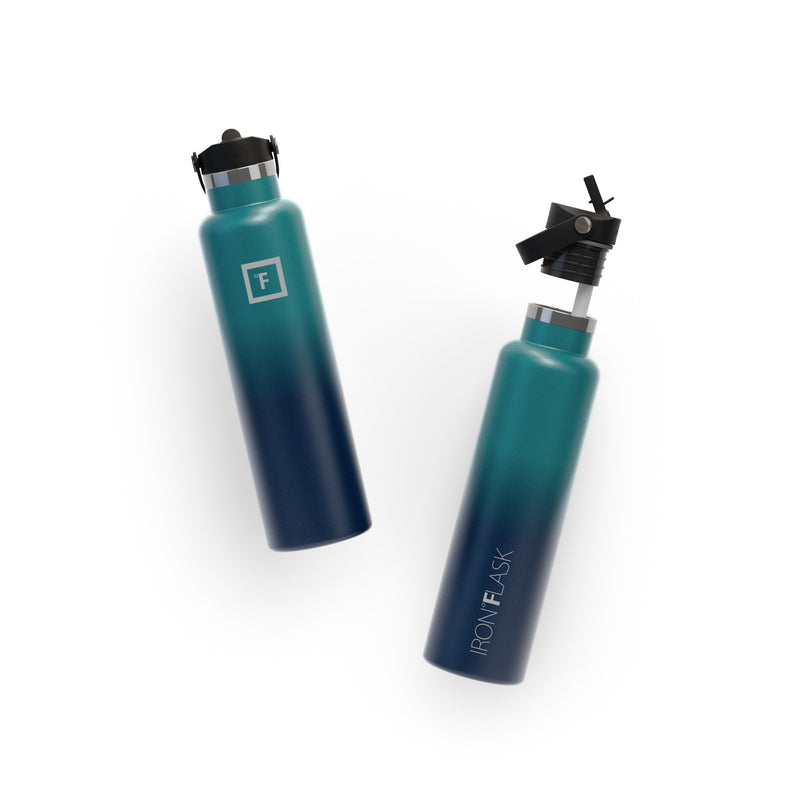 Iron Flask 24 Oz with Straw Lid Narrow Mouth Bottle Dark Night | 234UQJMSC