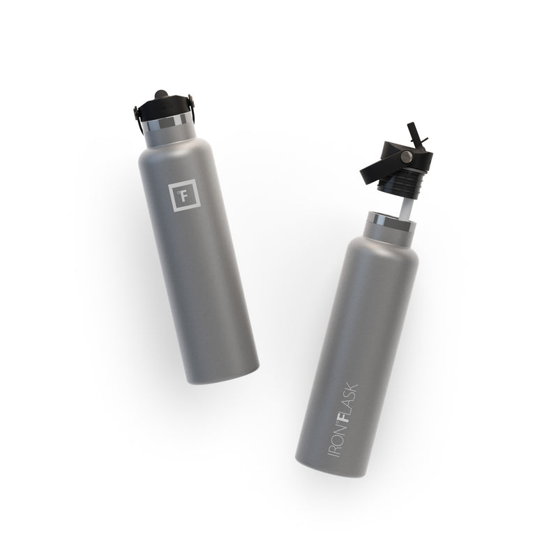 Iron Flask 24 Oz with Straw Lid Narrow Mouth Bottle Deep Grey | 867LSMOJN