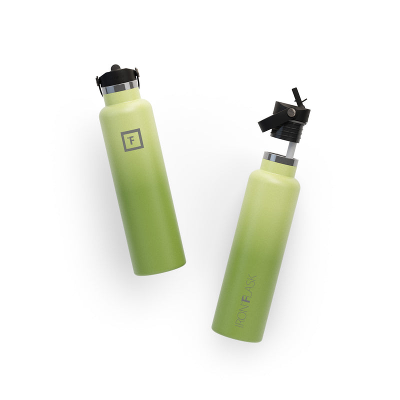 Iron Flask 24 Oz with Straw Lid Narrow Mouth Bottle Light Green | 395GLADEZ