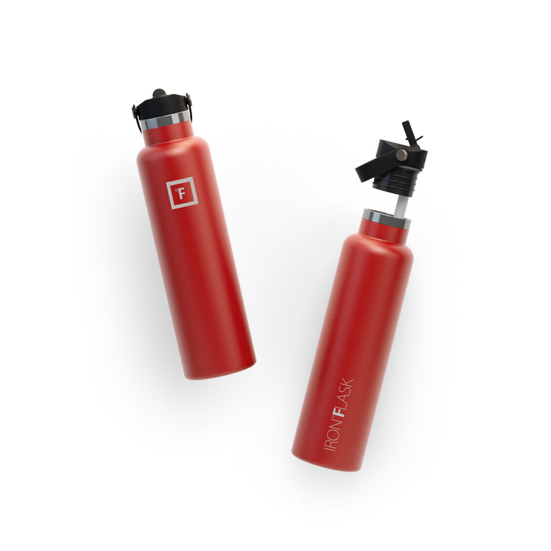 Iron Flask 24 Oz with Straw Lid Narrow Mouth Bottle Red | 467BJZYLC