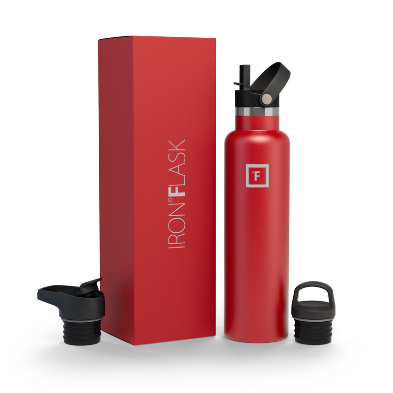 Iron Flask 24 Oz with Straw Lid Narrow Mouth Bottle Red | 467BJZYLC
