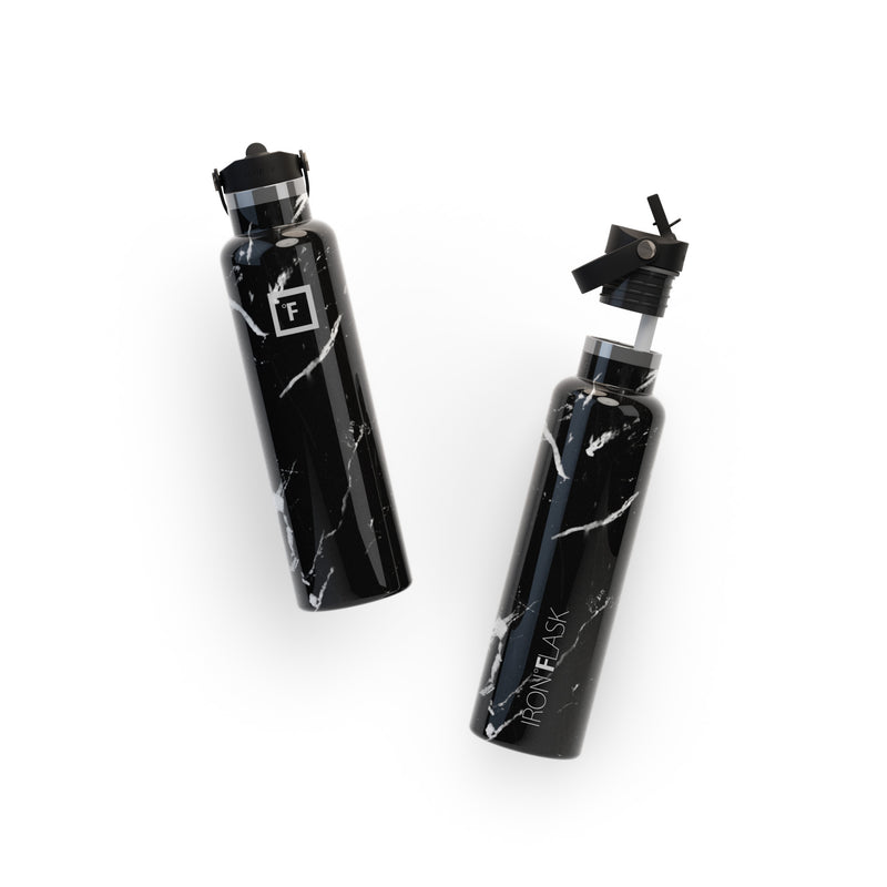 Iron Flask 24 Oz with Straw Lid Narrow Mouth Bottle Black | 493NWEUFG