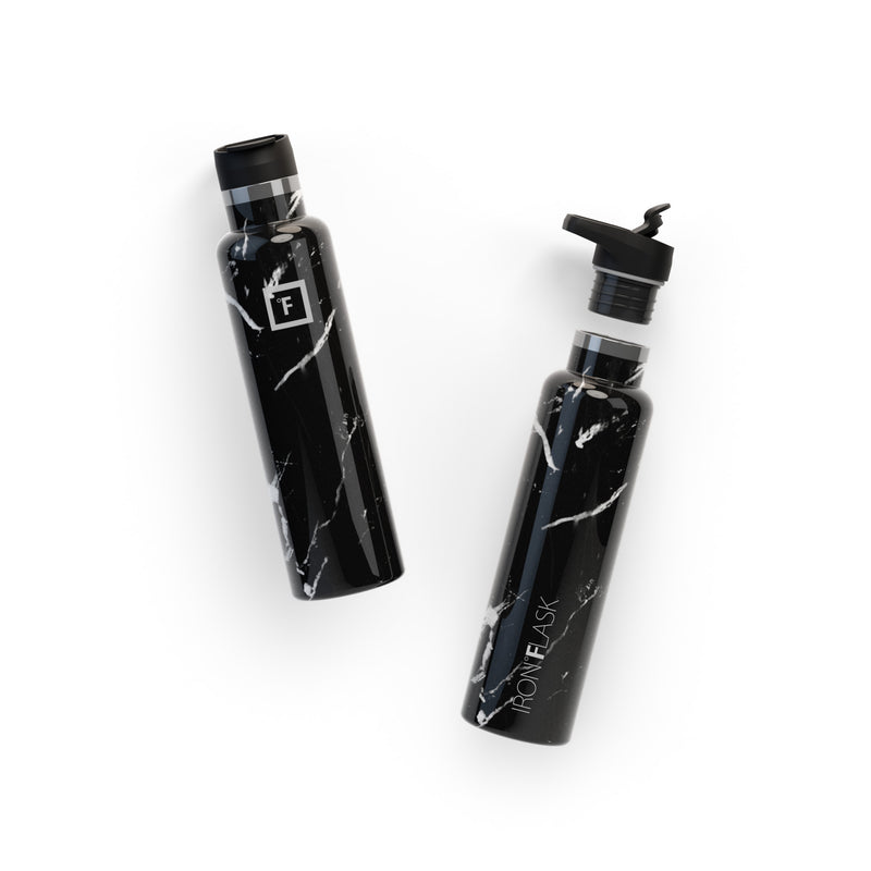 Iron Flask 24 Oz with Straw Lid Narrow Mouth Bottle Black | 493NWEUFG