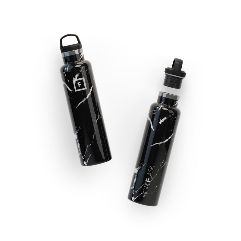Iron Flask 24 Oz with Straw Lid Narrow Mouth Bottle Black | 493NWEUFG