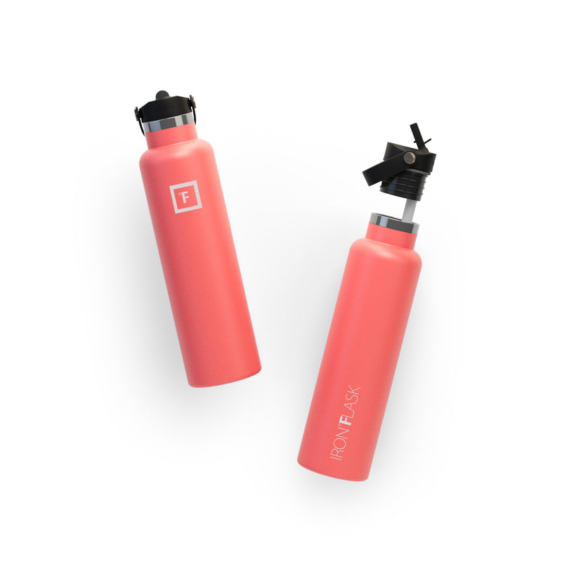 Iron Flask 24 Oz with Straw Lid Narrow Mouth Bottle Coral | 210HAMYIE