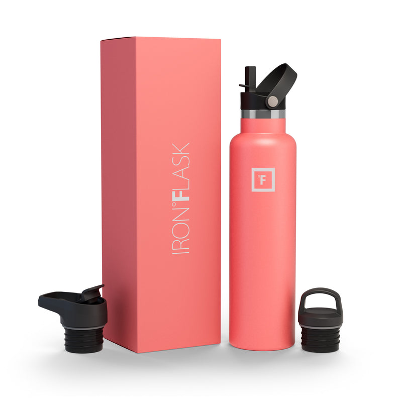Iron Flask 24 Oz with Straw Lid Narrow Mouth Bottle Coral | 210HAMYIE