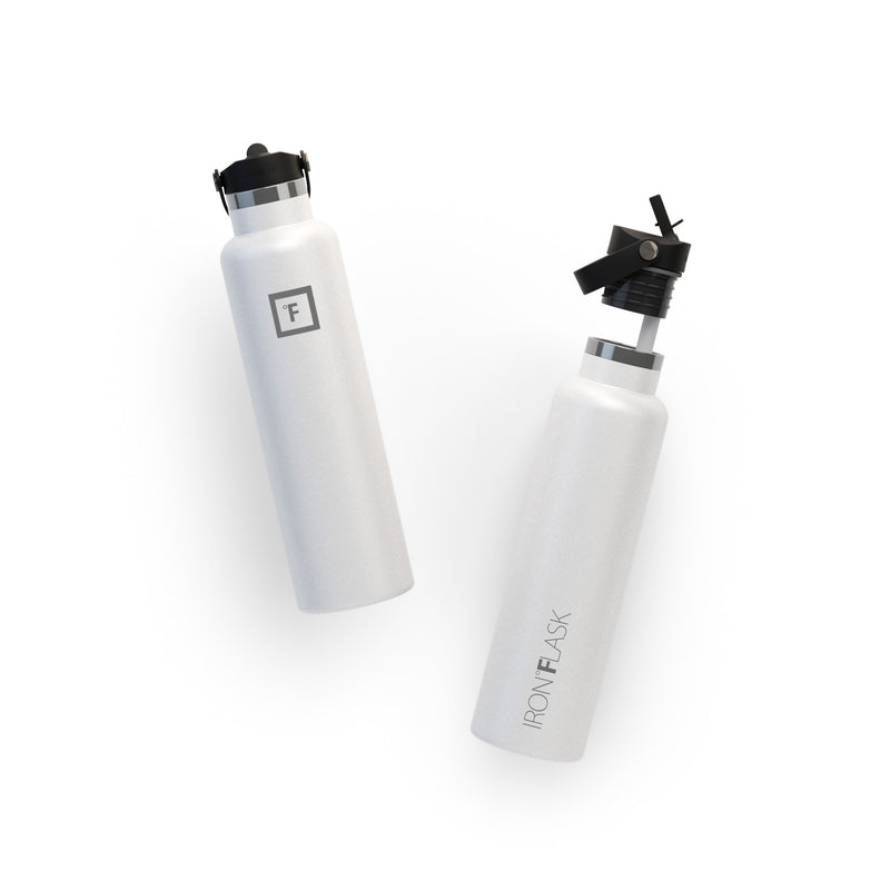Iron Flask 24 Oz with Straw Lid Narrow Mouth Bottle White | 768NOJFAS