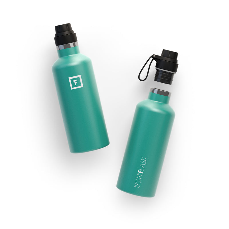 Iron Flask 32 Oz With Spout Lid Narrow Mouth Bottle Turquoise | 350TRVNIY