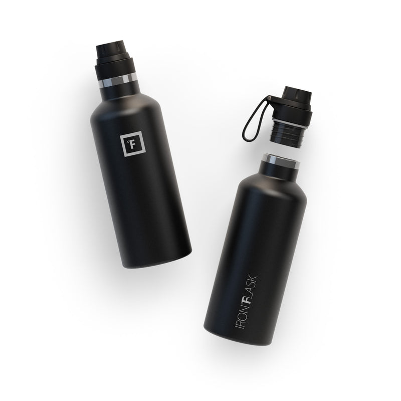 Iron Flask 32 Oz With Spout Lid Narrow Mouth Bottle Black | 291BIYTQA