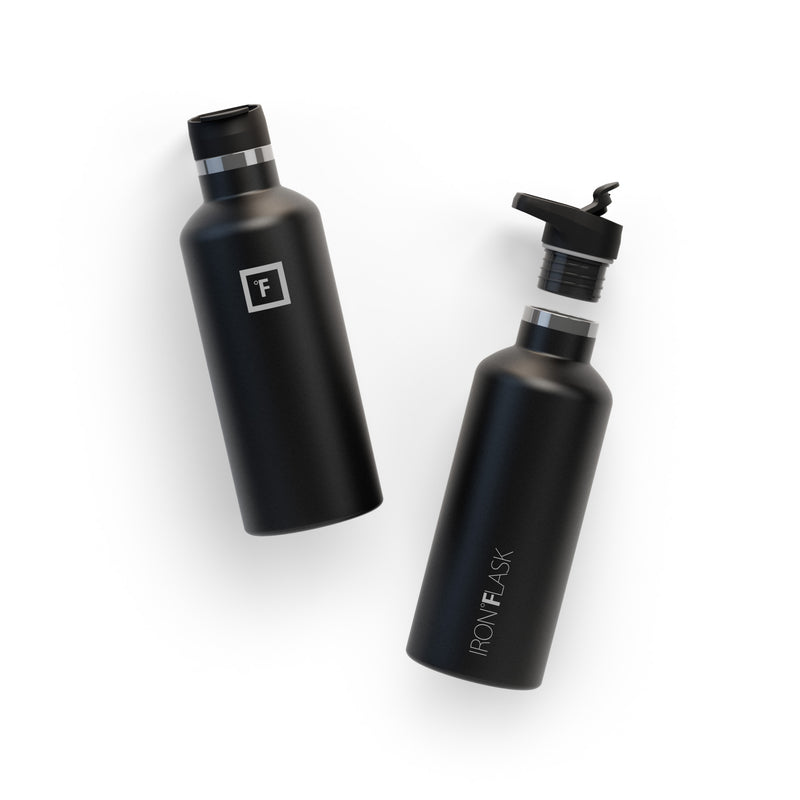 Iron Flask 32 Oz With Spout Lid Narrow Mouth Bottle Black | 291BIYTQA