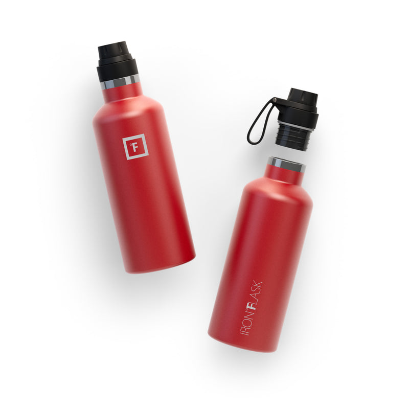Iron Flask 32 Oz With Spout Lid Narrow Mouth Bottle Red | 432GUTRPA