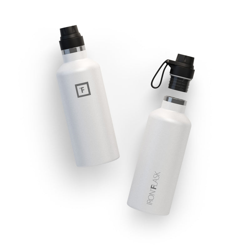 Iron Flask 32 Oz With Spout Lid Narrow Mouth Bottle White | 293OZVQXH