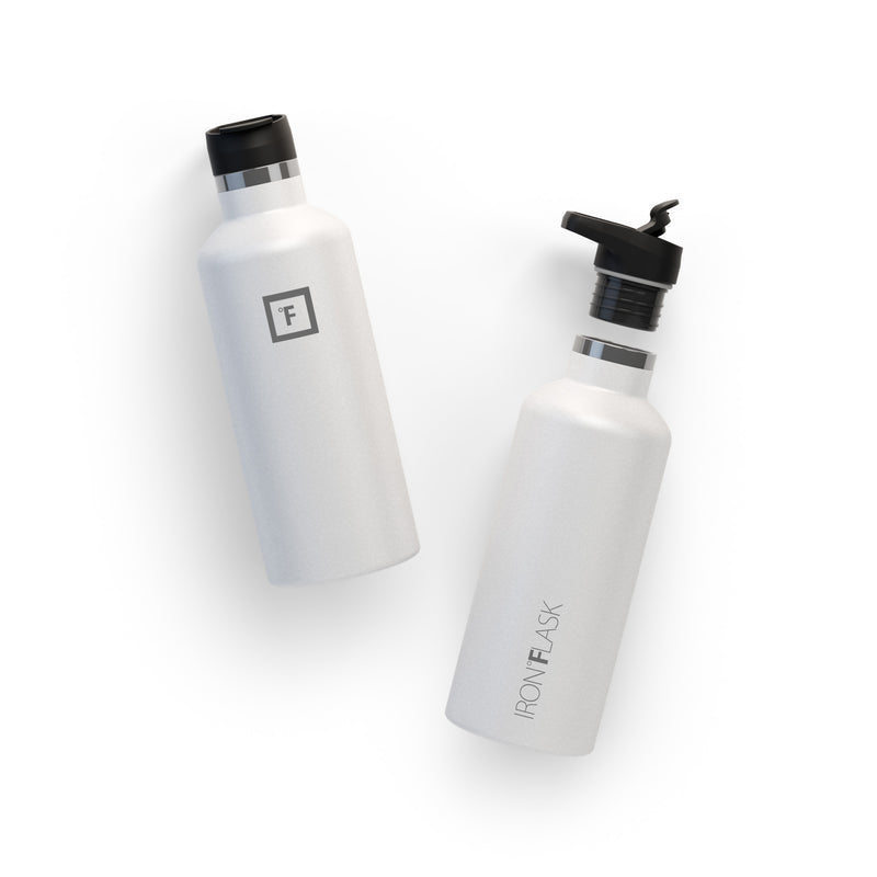 Iron Flask 32 Oz With Spout Lid Narrow Mouth Bottle White | 293OZVQXH