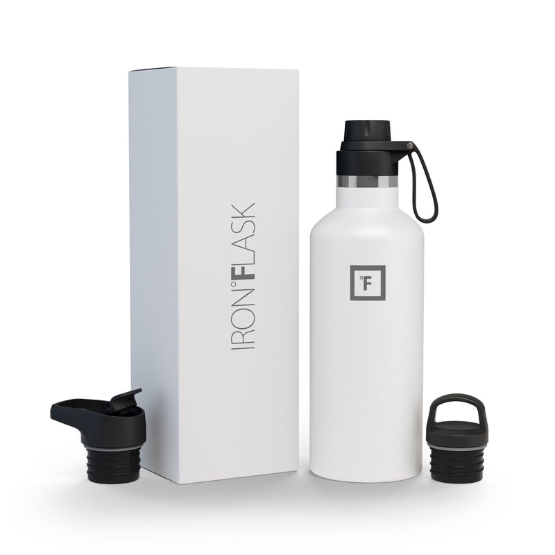Iron Flask 32 Oz With Spout Lid Narrow Mouth Bottle White | 293OZVQXH