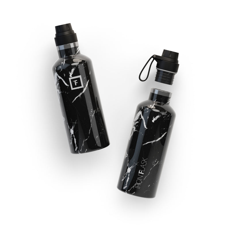 Iron Flask 32 Oz With Spout Lid Narrow Mouth Bottle Black | 540YELSPU