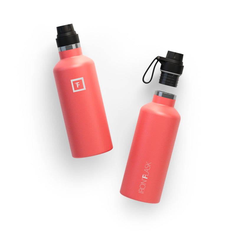 Iron Flask 32 Oz With Spout Lid Narrow Mouth Bottle Coral | 603ZRVBEI