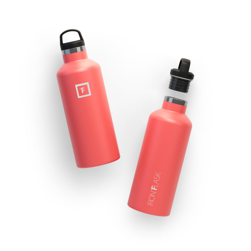 Iron Flask 32 Oz With Spout Lid Narrow Mouth Bottle Coral | 603ZRVBEI