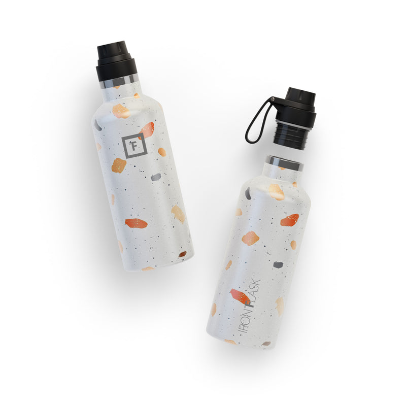 Iron Flask 32 Oz With Spout Lid Narrow Mouth Bottle Terrazzo | 601KIWCED