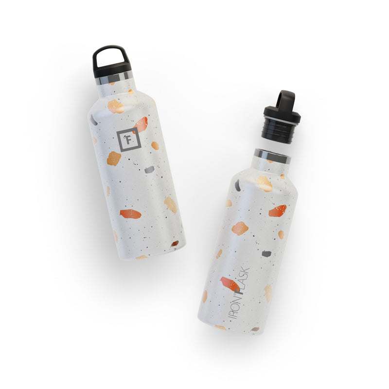 Iron Flask 32 Oz With Spout Lid Narrow Mouth Bottle Terrazzo | 601KIWCED
