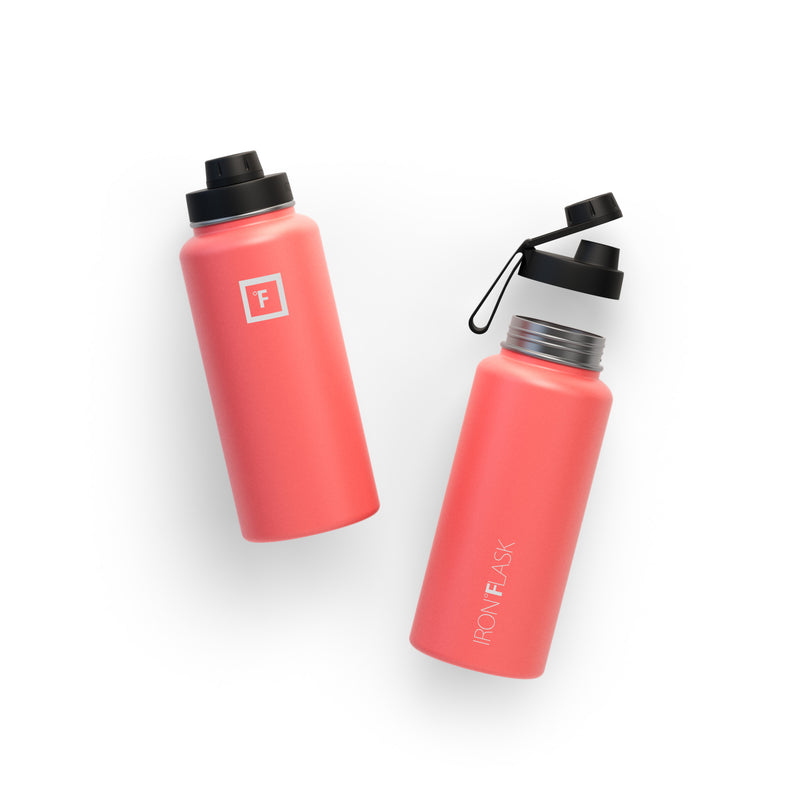 Iron Flask 32 Oz With Spout Lid Wide Mouth Bottle Coral | 897MAVPTF