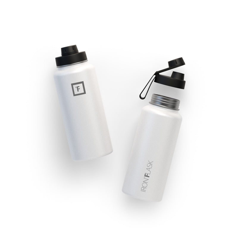 Iron Flask 32 Oz With Spout Lid Wide Mouth Bottle White | 362HKSPAR
