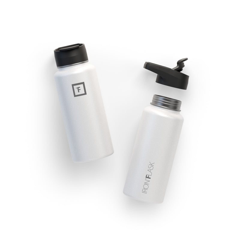 Iron Flask 32 Oz With Spout Lid Wide Mouth Bottle White | 362HKSPAR