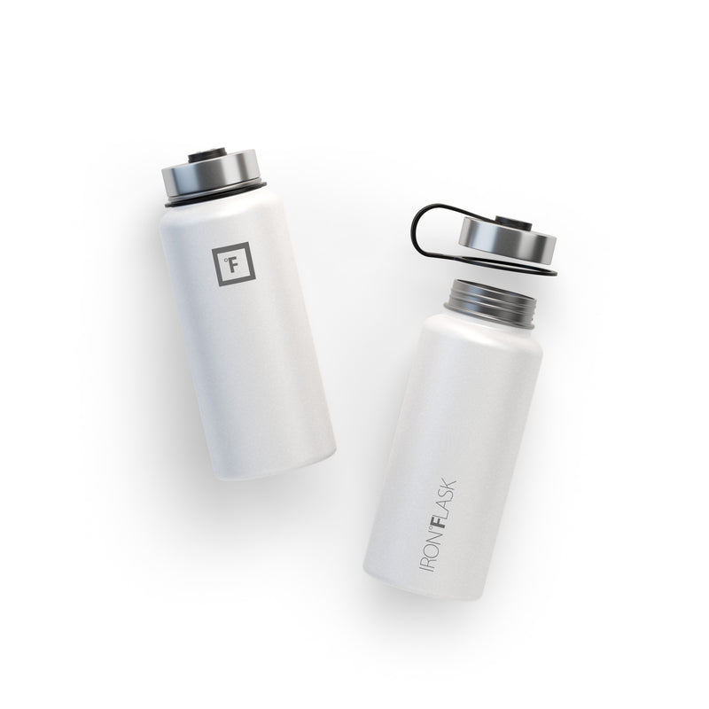 Iron Flask 32 Oz With Spout Lid Wide Mouth Bottle White | 362HKSPAR