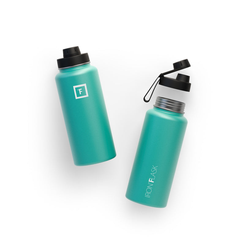 Iron Flask 32 Oz With Spout Lid Wide Mouth Bottle Turquoise | 286INWBLR