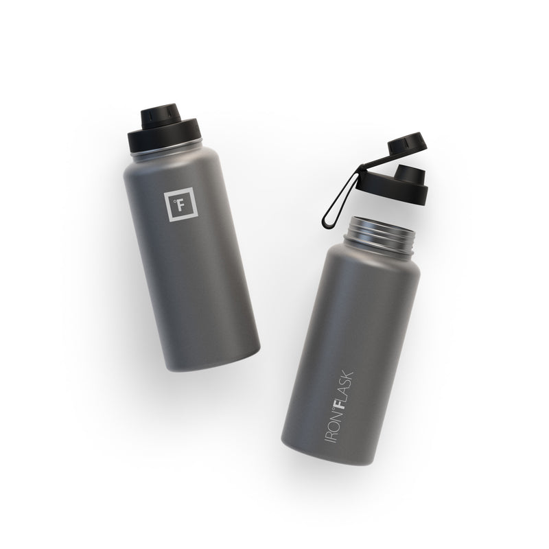 Iron Flask 32 Oz With Spout Lid Wide Mouth Bottle Deep Grey | 946DYALWE