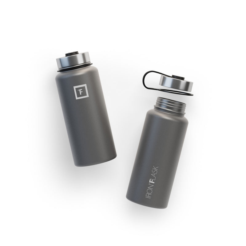 Iron Flask 32 Oz With Spout Lid Wide Mouth Bottle Deep Grey | 946DYALWE