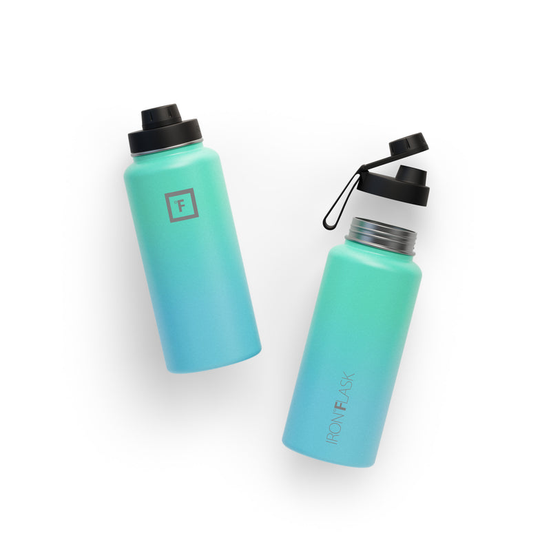 Iron Flask 32 Oz With Spout Lid Wide Mouth Bottle Blue | 913VCYBUZ