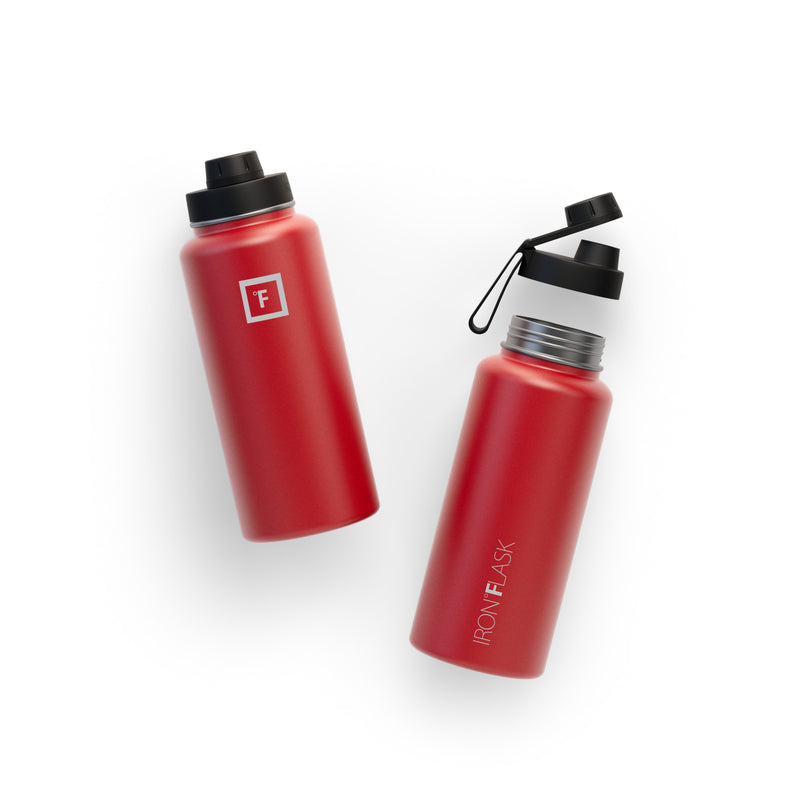 Iron Flask 32 Oz With Spout Lid Wide Mouth Bottle Red | 307QCHPRV