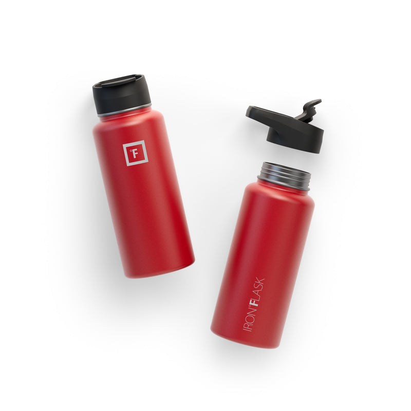 Iron Flask 32 Oz With Spout Lid Wide Mouth Bottle Red | 307QCHPRV