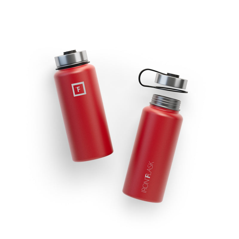 Iron Flask 32 Oz With Spout Lid Wide Mouth Bottle Red | 307QCHPRV